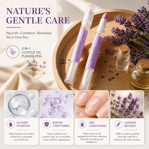 2-in-1 Cuticle Oil Pusher Pen for Nail Care and Grooming Treatment
