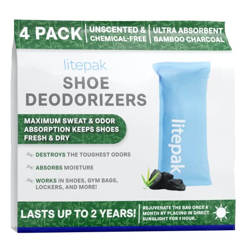 Litepak Activated Charcoal Shoe Deodorizer - Odor Eliminator (4 Pack)