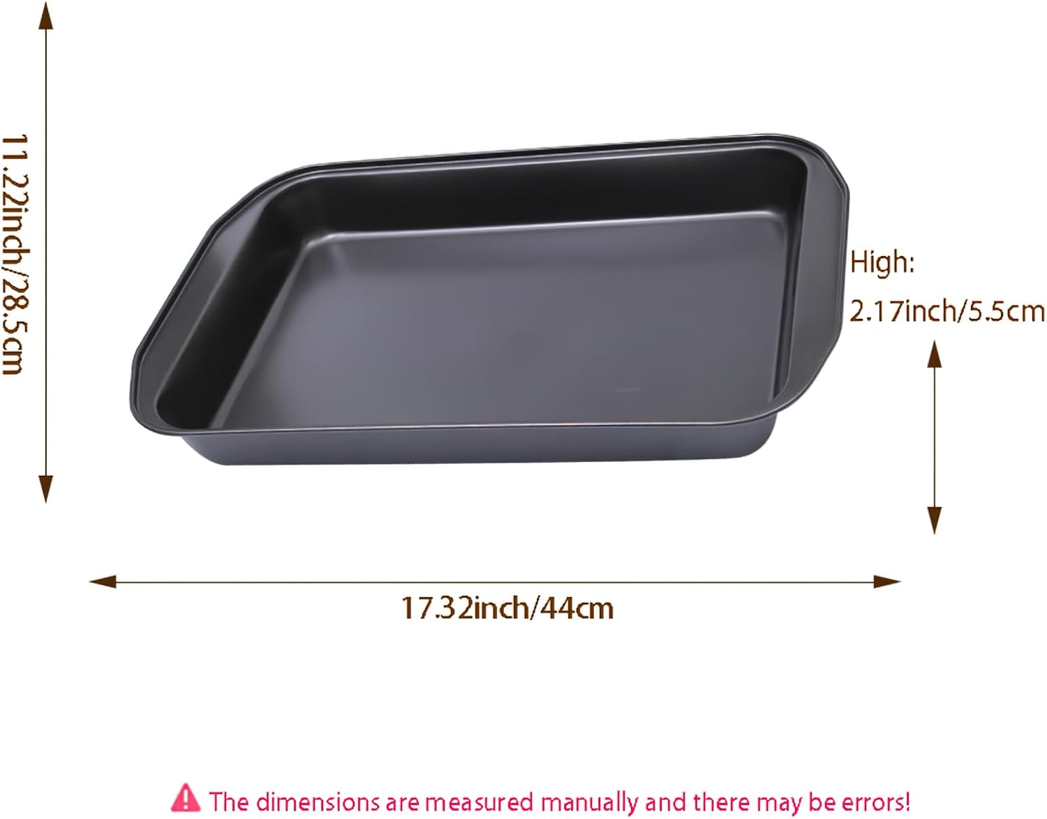 Skiennix Large Rectangular Baking Pan - Non-Stick Carbon Steel Cake Mold | 17 Inches