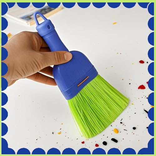 Handheld Whisk Broom with Durable Poly Fiber Bristles for Home and Car