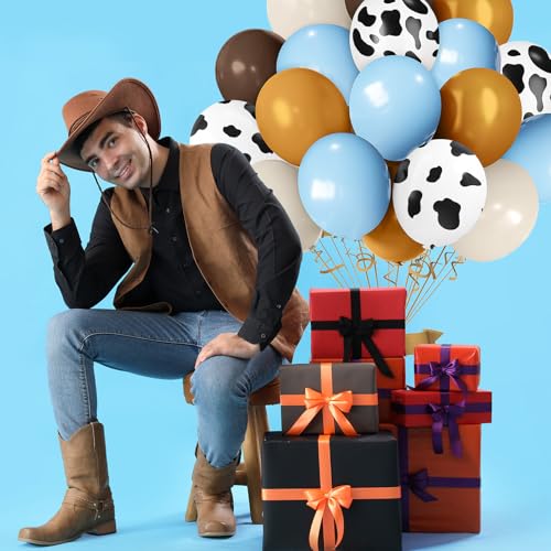 Hongplus Blue Western Cowboy Balloon Set - 60pcs Cow Print Party Decor