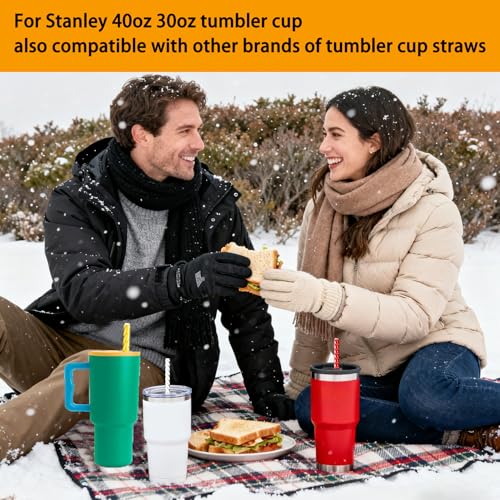 LEDUO 10-Pack Reusable Sparkling Straws for Stanley & Tumbler Cups
