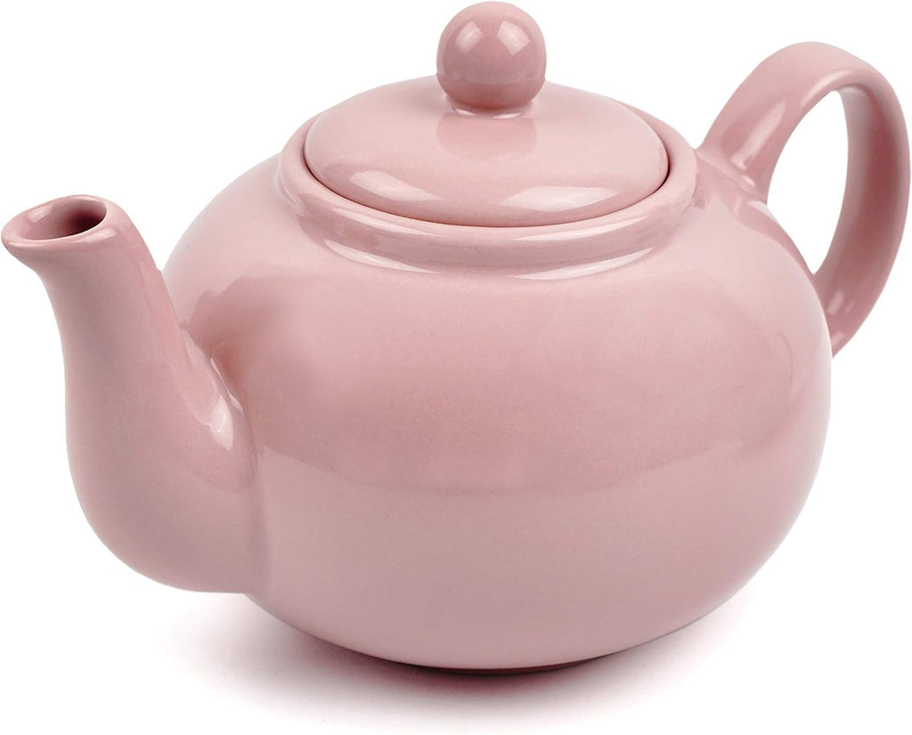 RSVP International Stoneware Teapot Collection, Microwave and Dishwasher Safe, 16 oz, Pink