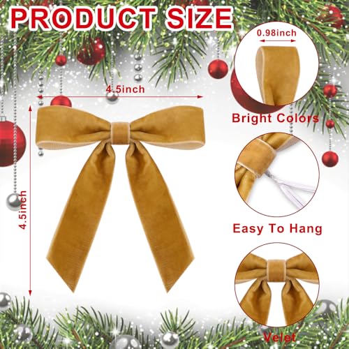 24pcs Velvet Christmas Tree Topper Bows - 4.5x4.5 Inch Holiday Decor