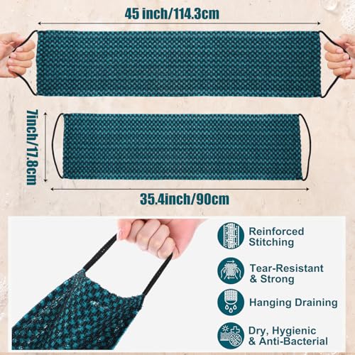 Chumia Exfoliating Washcloth Towel Set - 2 Dual-Textured Body Scrubbers with Handles