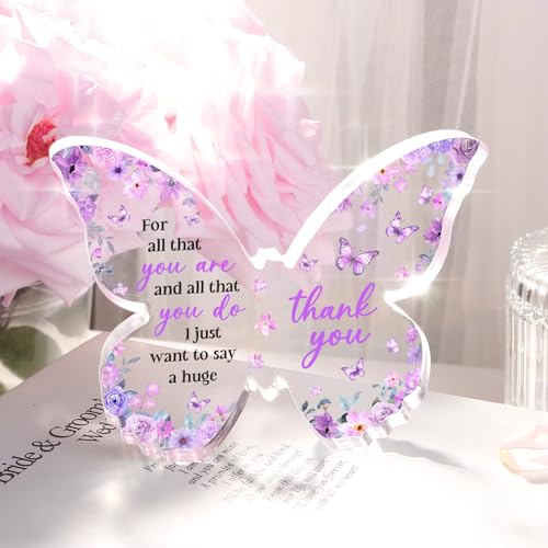 Glydein Purple Butterfly Acrylic Thank You Plaque - Appreciation Gift