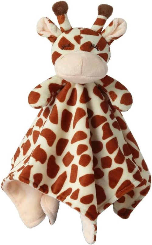 CREVENT Soft Plush Animal Face Security Blanket - Adorable Brown Giraffe for Boys & Girls, Perfect Gift for Baby Showers & Birthdays