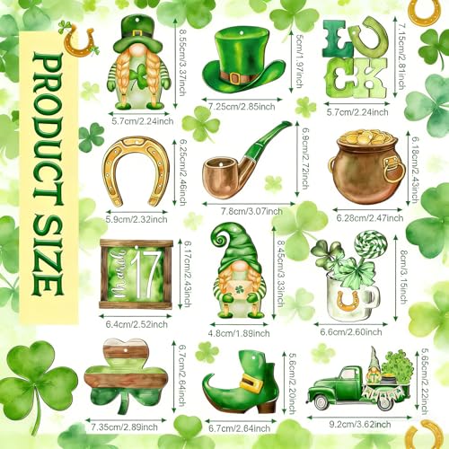 24Pcs St. Patrick's Day Wooden Ornaments - Clover & Hat Decor