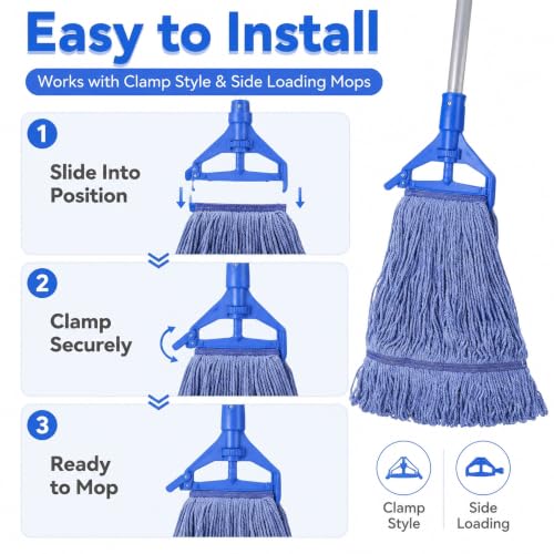 17 oz Commercial Mop Head Replacement - 2 Pack Blue Cotton Refills