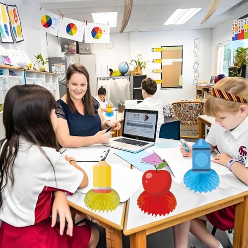 Back-to-School Honeycomb Centerpieces - 12 Pack Classroom Decorations