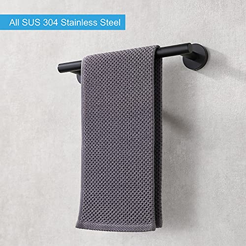TASTOS 12 Inch Matte Black Towel Bar, SUS 304 Stainless Steel Towel Holder