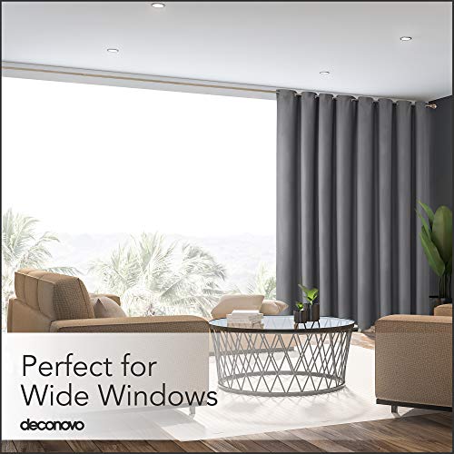 Deconovo Extra Wide Blackout Room Divider Curtain, 180"W x 96"L, Dark Grey