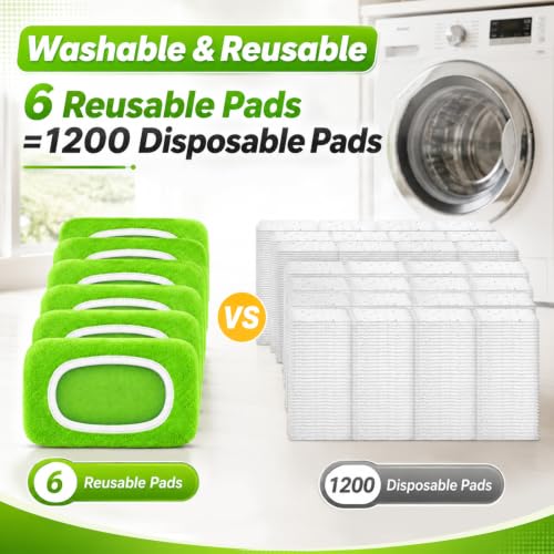 Reusable Mop Pads for Swiffer Sweeper - 6 Pack, Microfiber Chenille