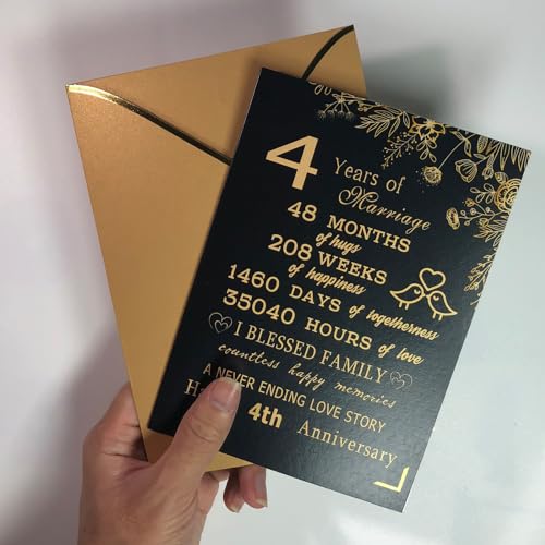 Sutjxc 4th Wedding Anniversary Card for Husband Wife, 5x7 Inches