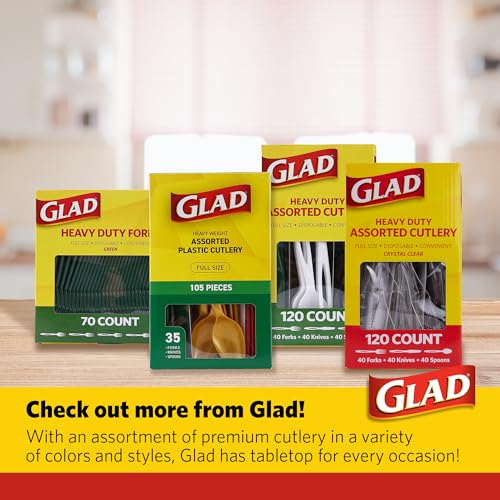 Glad Heavy Duty Plastic Forks, 140 Pack - Clear Disposable Cutlery