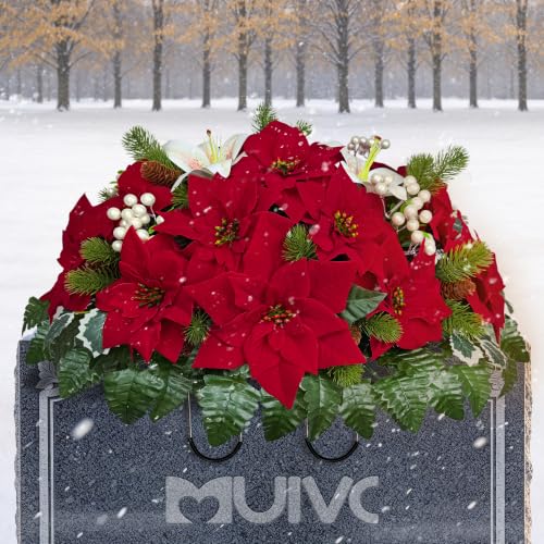 Artificial Cemetery Flower for Grave with Secure Saddle - Christmas & Memorial Decor