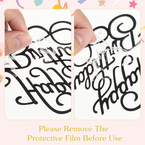 6 Pcs Happy Birthday Cake Toppers - Mirror Acrylic Decorations