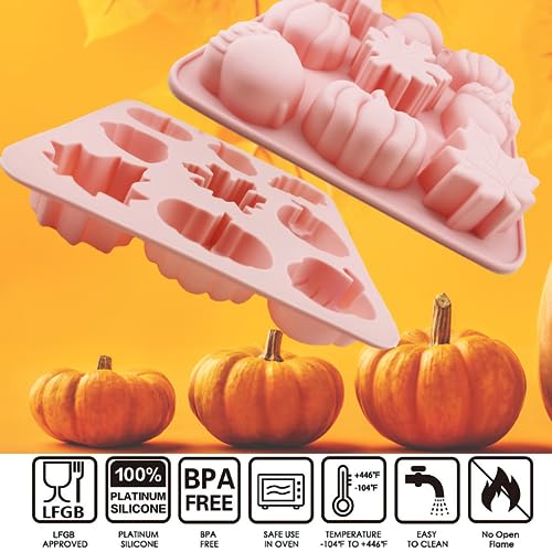 Pumpkin Silicone Mold Set - 2Pcs 9 Cavity Thanksgiving Baking Molds