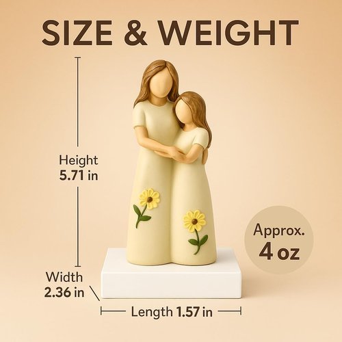 iStatue Mother Daughter Figurine - Hand-Painted Resin Hugging Statue | Ivory Home Décor Keepsake for Moms