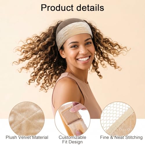 JJUNW 4-Piece Wig Cap and Grip Band Set Non-Slip Mesh Hair Nets