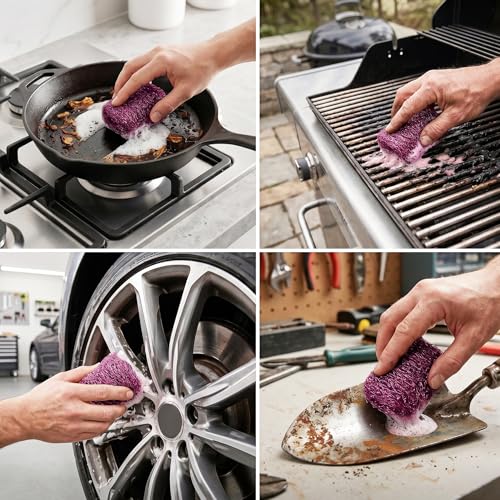 SteadMax 20 Pack Steel Wool Soap Pads for Tough Kitchen Cleaning