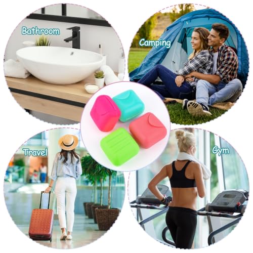 AUEAR 4 Pack Portable Soap Box - Candy Color Travel Dish Containers