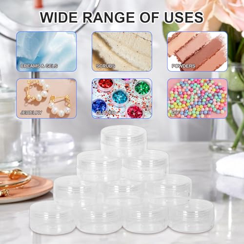DESKEMAI 10 Pcs Clear Round Acrylic Jars 5g 5ml Empty Cosmetic Sample Containers with Lids