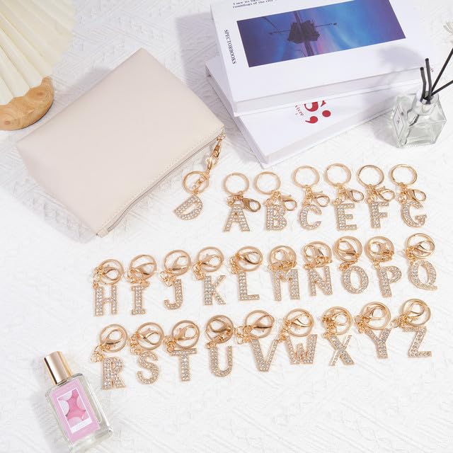 MAANGE Personalized PU Leather Makeup Bag with Initial Keychain Beige