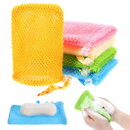 5-Pack Exfoliating Soap Bag Mesh Pouches with Drawstring
