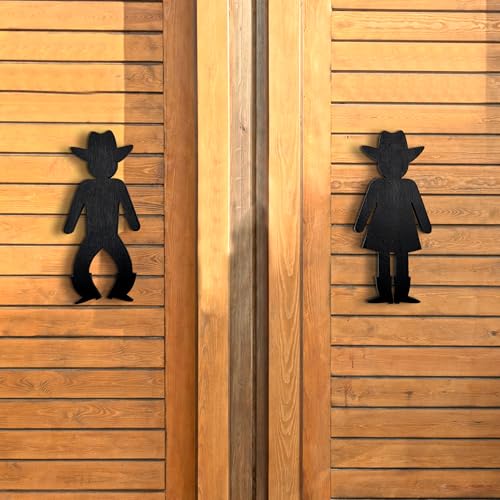 Rustic Western Bathroom Decor Sign - Set of 2 Cowboy Signs