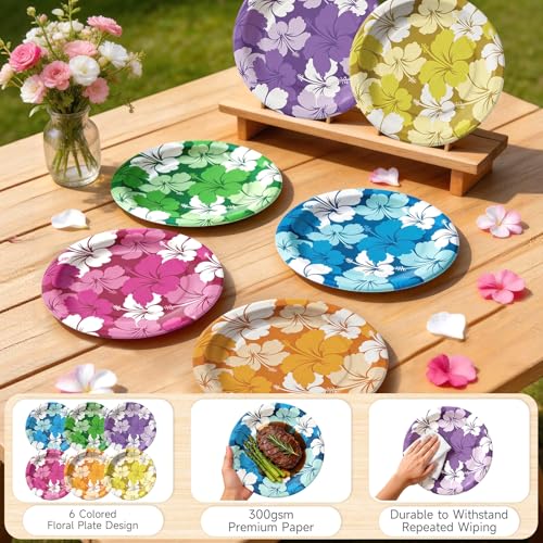 Hawaiian Luau Party Tableware Set for 24 - Plates, Napkins & Forks
