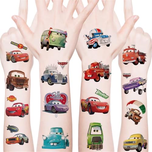 Cars Temporary Tattoos for Kids 20-Pack Waterproof Racing Party Favors