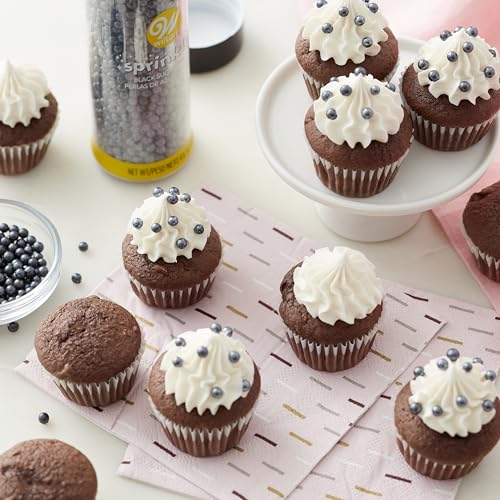 Wilton Edible Sugar Pearls, Black Cake Sprinkles - 4.8 oz Bottle