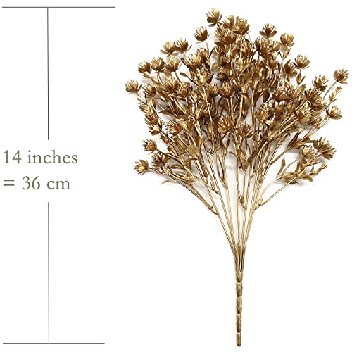CATTREE Gold Baby's Breath Artificial Christmas Flowers 2 Pack for Wedding Bridal Decor