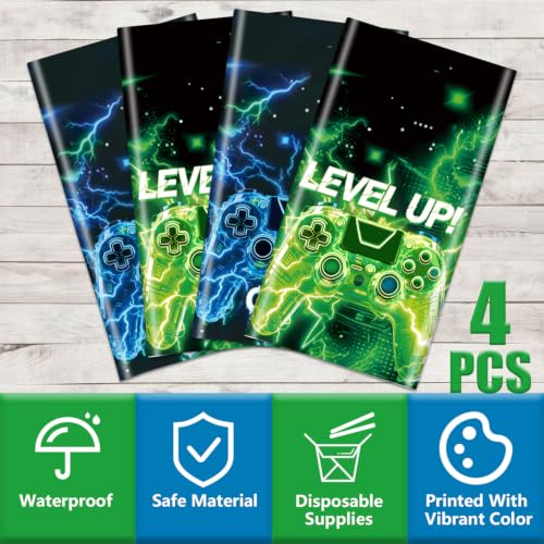 4 Pack Video Game Tablecloths with Controller Design - 51x86 in