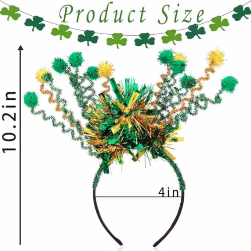 St. Patrick's Day Shamrock Headband Sequin Green Bow Hair Hoop