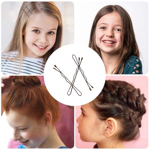 150 Count Mini Bobby Pins 1.38 Inch Small Hairpins with Storage Box Brown
