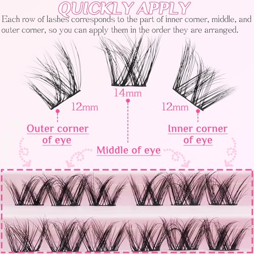SLSXNL Manga Wispy Lash Clusters C Curl DIY Eyelash Extensions 60 Pcs