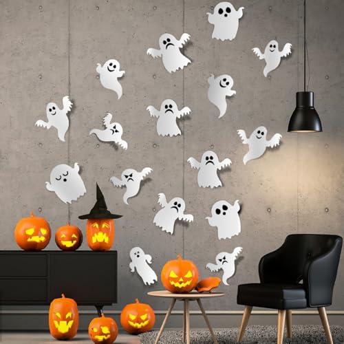 24pcs 3D Ghost Wall Stickers - Reusable Halloween Decor