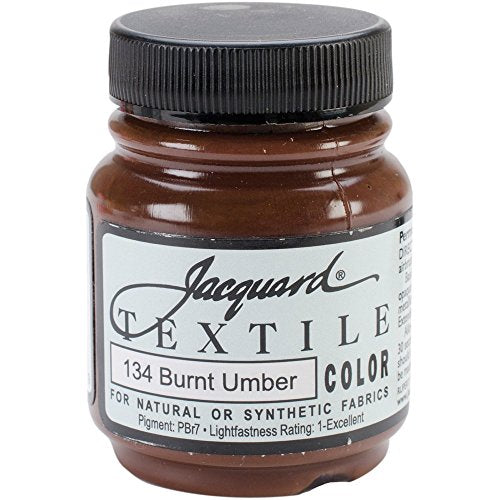 Jacquard Burnt Umber Permanent Fabric Paint - 2.25 Oz Jar for Clothes & Upholstery
