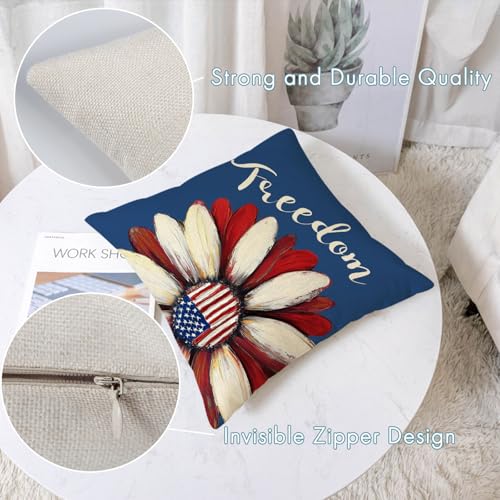 YeeJu 4-Pack 4th of July Patriotic Throw Pillow Covers 18x18