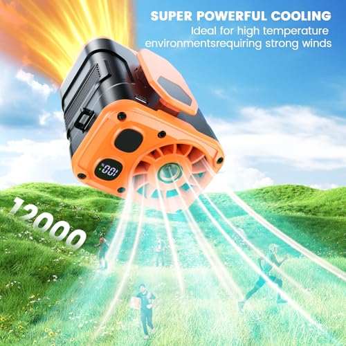 coldSky Medium Orange Waist Clip Fan - 5 Speeds for 24H Cooling