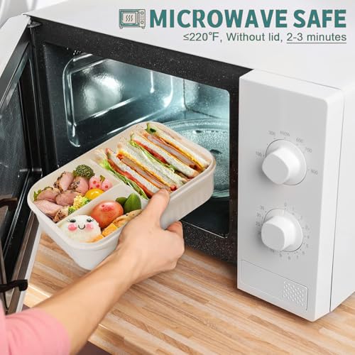 AYauGamA Bento Box - 3-Compartment Adult Lunch Box, 1800ml, BPA-Free, Microwave & Dishwasher Safe, Includes Spoon & Fork (Blue)