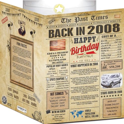 Back In 2008 18th Birthday Card - Vintage Jumbo Greeting Card
