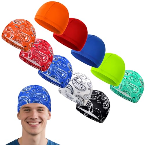 10 Pcs Cooling Skull Caps for Men Cap Welding Helmet Liner Sweat Wicking Head Wrap Bicycle Beanie Cycling Running Hat