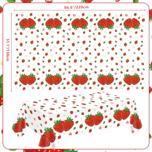 Strawberry Party Tablecloth - 6 Pack Waterproof Disposable Table Cover