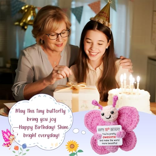 Handmade Crochet Pink Butterfly Plush - Meaningful 18th Birthday Gift