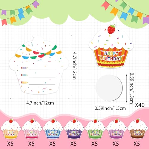 Atiloy Happy Birthday Card Set - 40 Kids Classroom Certificates & Greeting Cards