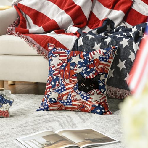 AVOIN Colorlife 4th of July Patriotic Stars Pillow Cover 18x18