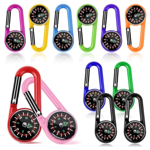 12 Pcs Mini Compass Keychain for Kids Bulk, Small Pocket Magnetic Compass Survival Hiking for Outdoor Survival Camping Party Backpacking Accessory